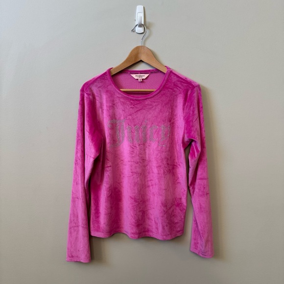 Juicy Couture Other - Juicy couture sleepwear velour soft pullover pink stuffed logo top